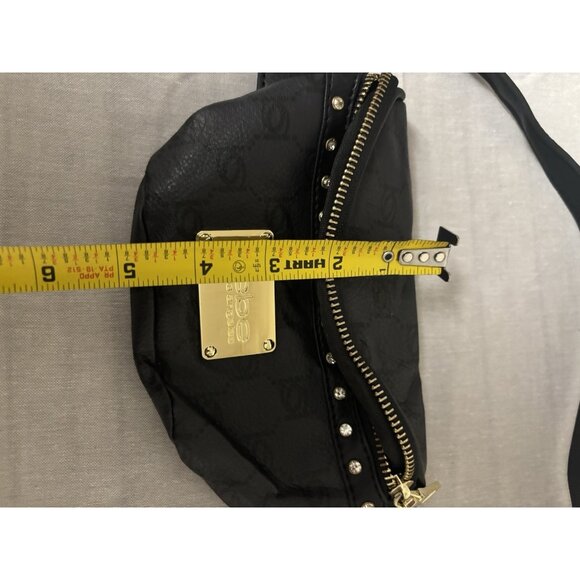 Bebe Fanny Pack Purse With With Bling Faux Leather Black Crossbody Small - Picture 10 of 10